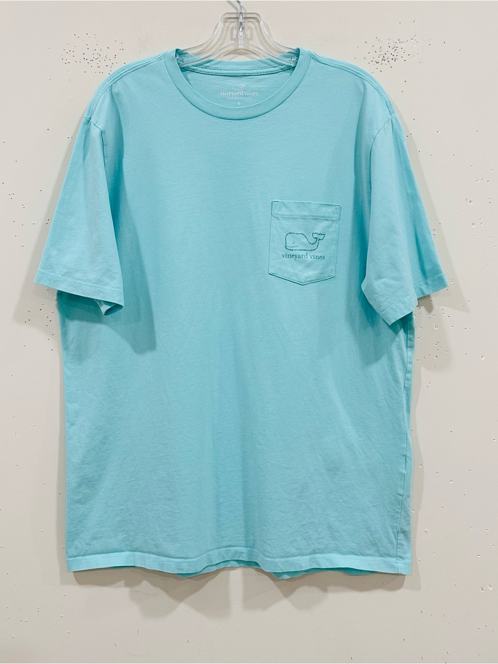 Vineyard Vines Men's Size L T-Shirt Short Sleeve Aqua Blue Mint Whale Pocket